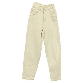 Vaqueros Maje Cropped de cintura alta en algodón color crema Blanco Crudo