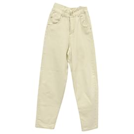 Maje-Maje Cropped High-Waist Jeans in Cream Cotton-White,Cream
