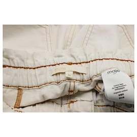 Maje-Maje Cropped-Jeans mit hoher Taille aus cremefarbener Baumwolle-Weiß,Roh