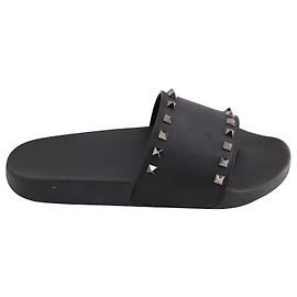 Ciabatte Valentino Rockstud in gomma nera Nero
