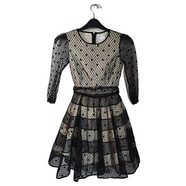 Vestido de seda e renda preto Red Valentino Preto