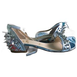 Christian Louboutin Druid Silver Leather Sandals Silvery
