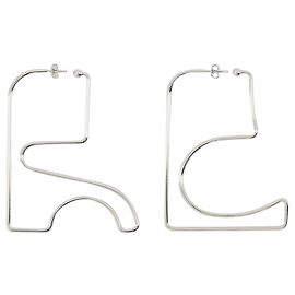 Courreges Orecchini Logo in Argento Argento Metallico