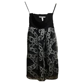 Diane Von Furstenberg-DvF strapless silk corset dress-Black,Grey