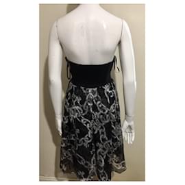 Diane Von Furstenberg-DvF strapless silk corset dress-Black,Grey