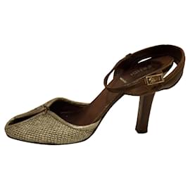 Fendi-Metal mesh Fendi sandals - vintage-Silvery,Golden