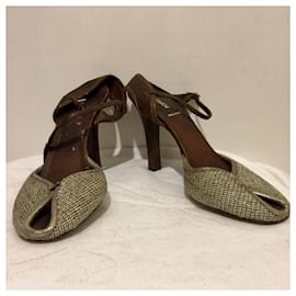 Fendi-Metal mesh Fendi sandals - vintage-Silvery,Golden