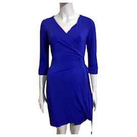 Diane Von Furstenberg-DvF New Julian Two Mini Vestido Wrap-Azul