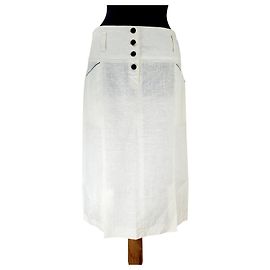 Autre Marque Casmose Copenhagen Leinen Midirock Weiß Weiß