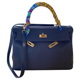 Hermès Kelly 32 Blue Leather Handbag Blue