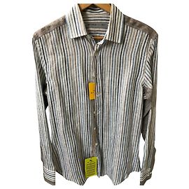 Camicia Etro in lino marrone e blu Taglia 40 Marrone Blu