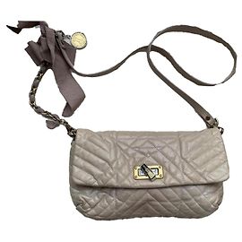 Lanvin Happy Leather Handbag Taupe Taupe