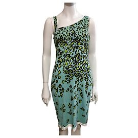 Diane Von Furstenberg Robe en soie DvF Nomie avec imprimé œil de guépard Multicolore Turquoise
