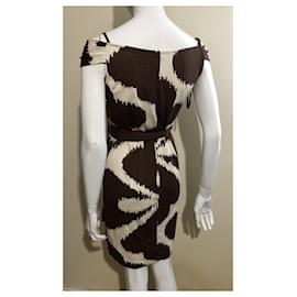Diane Von Furstenberg-DvF vintage Caledonia silk wrap dress-Brown,Cream