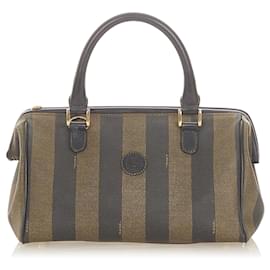 Fendi-Sac Boston Fendi Pequin Boston-Marron,Noir