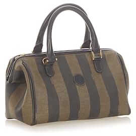 Fendi-Sac Boston Fendi Pequin Boston-Marron,Noir