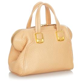 Fendi-Fendi Brown Chameleon Leather Satchel-Brown,Beige