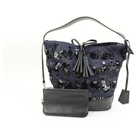 Louis Vuitton-Navy Sequin Spotlight NN14 Bucket Bag with Pouch-Other