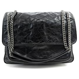 BOLSO DE MANO YVES SAINT LAURENT NIKI M BANDOULIERE DE PIEL NEGRO Negro