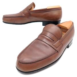 JM Weston-JM WESTON SHOES 180 Church´s Loafers 8.5b 42.5 BROWN LEATHER SHOES-Brown