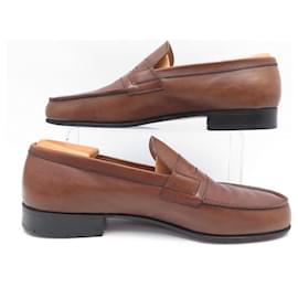 JM Weston-JM WESTON SHOES 180 Church´s Loafers 8.5b 42.5 BROWN LEATHER SHOES-Brown