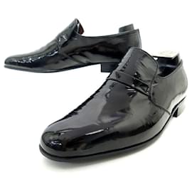 JM Weston-JM WESTON SHOES TUXEDO LOAFERS 8E 42 BLACK PATENT LEATHER SHOES-Black