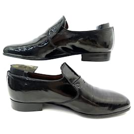 JM Weston-JM WESTON SHOES TUXEDO LOAFERS 8E 42 BLACK PATENT LEATHER SHOES-Black