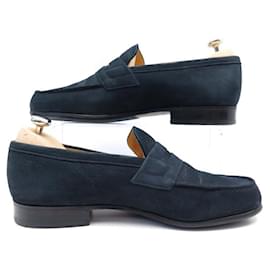 JM Weston-JM WESTON LE MOC' SHOES 180 Church´s Loafers 7E 41 BLUE NUBUCK LEATHER SHOES-Navy blue