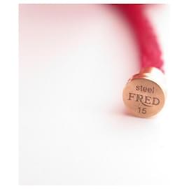 Fred-BRACCIALE FRED CABLE FORCE 10 mm 15 IN CORDA ROSSA E ACCIAIO ROSA-Rosso