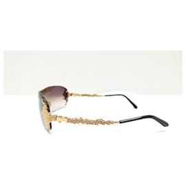Fred-FRED SUNGLASSES 130 GOLD METAL PEARLS + GOLDEN SUNGLASSES CASE-Golden