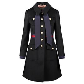 Gucci Bow-Detailed Wool Coat Black