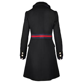 Gucci-abrigo de lana con detalle de lazo de Gucci-Negro