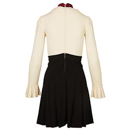 Gucci-Vestido feminino em folha de lótus preto e branco-Multicor