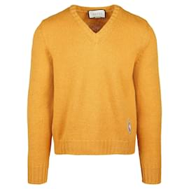 Gucci-Gucci V-Neck Patch Sweater-Yellow
