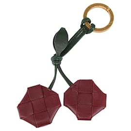 Bottega Veneta-Bottega Veneta Cherry Leather Key Ring-Red