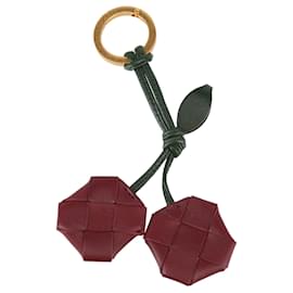 Bottega Veneta-Bottega Veneta Cherry Leather Key Ring-Red