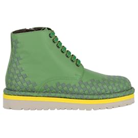 Bottega Veneta-Bottega Veneta Leather Casual Combat Boots-Green