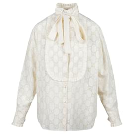 Gucci-Gucci Makramee-Bluse-Weiß