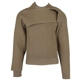 Bottega Veneta Asymmetrischer gerippter Herrenpullover Beige