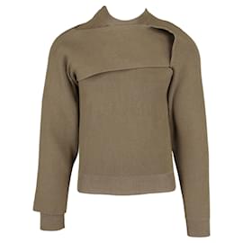 Bottega Veneta-Mens Asymmetrical Ribbed Sweater-Beige