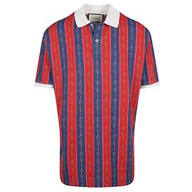 Polo a righe con morsetto Gucci Blu