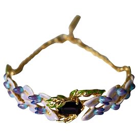 Les Nereides Pulseira, glicínia e pedra Dourado Lavanda