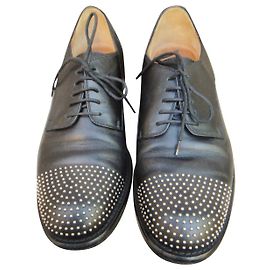 Gucci Leather Derbies Black Studded Toe 38 IT Black