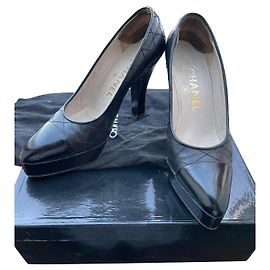 Escarpins à plateforme Chanel cuir noir 36.5 Noir