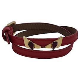 Fendi-FENDI Monster Breath / Leather Bracelet / Leather / Color Stone / RED-Red