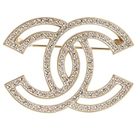 Chanel-xl cc open golden rhinestones-Doré