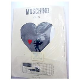 MOSCHINO Zenia - calze 80s silkscreen "CUPIDO"- T:1/Small/ Black