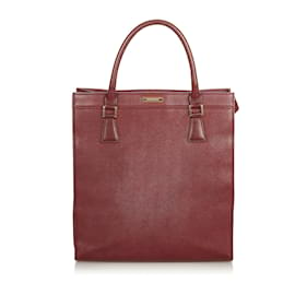 Burberry-Burberry Red Leather Tote Bag-Red,Dark red