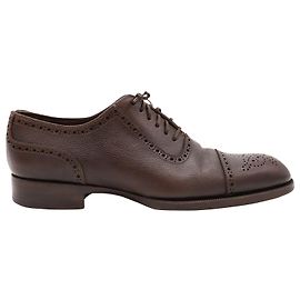 Tom Ford Gianni Cap Toe Pebble Grained Brogues em couro marrom Marrom