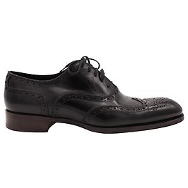 Tom Ford Gianni Cap Toe Brogues in Black Leather Black